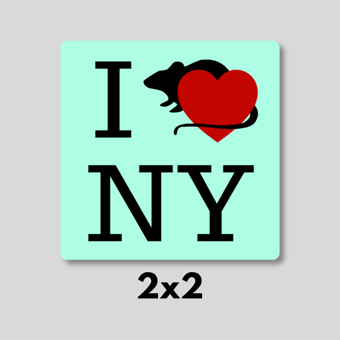 I Heart NY Rat Magnet 2x2 (Multiple Colors)