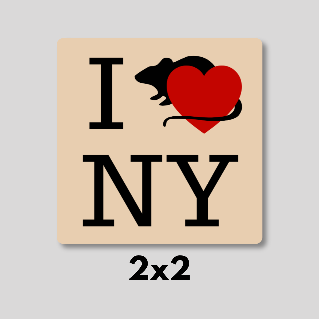 I Heart NY Rat Magnet 2x2 (Multiple Colors)