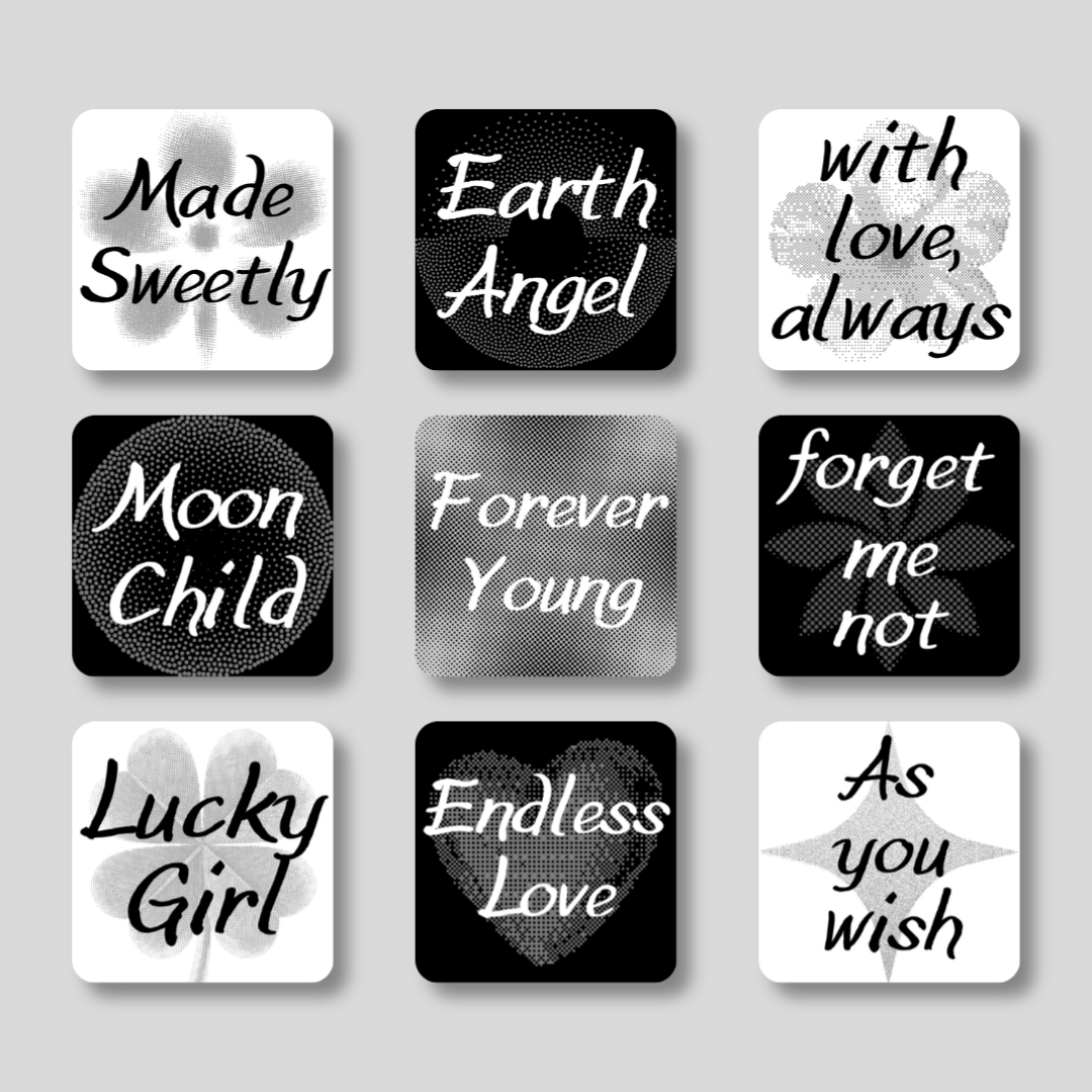 Delicate Black and White Magnet 9 Pack