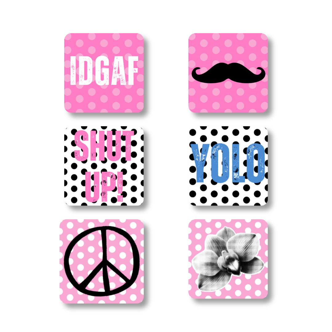 Pink Polka Dot Magnet 6 Pack