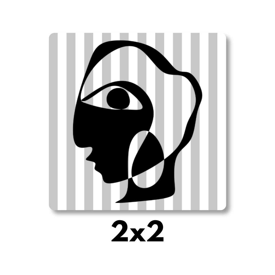 Cubist Abstract Face Profile Magnet 2x2