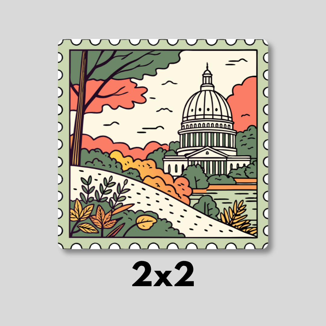 Washington DC US Capitol Vintage Stamp Magnet 2x2