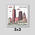 Chicago Vintage Stamp Magnet 2x2