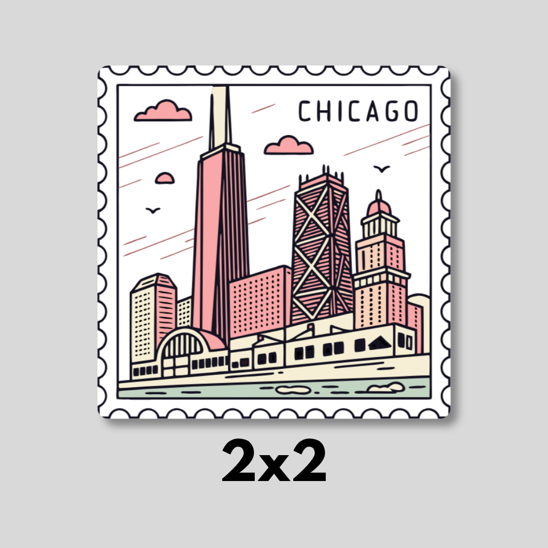 Chicago Vintage Stamp Magnet 2x2