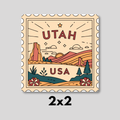Utah, USA Vintage Stamp Magnet 2x2