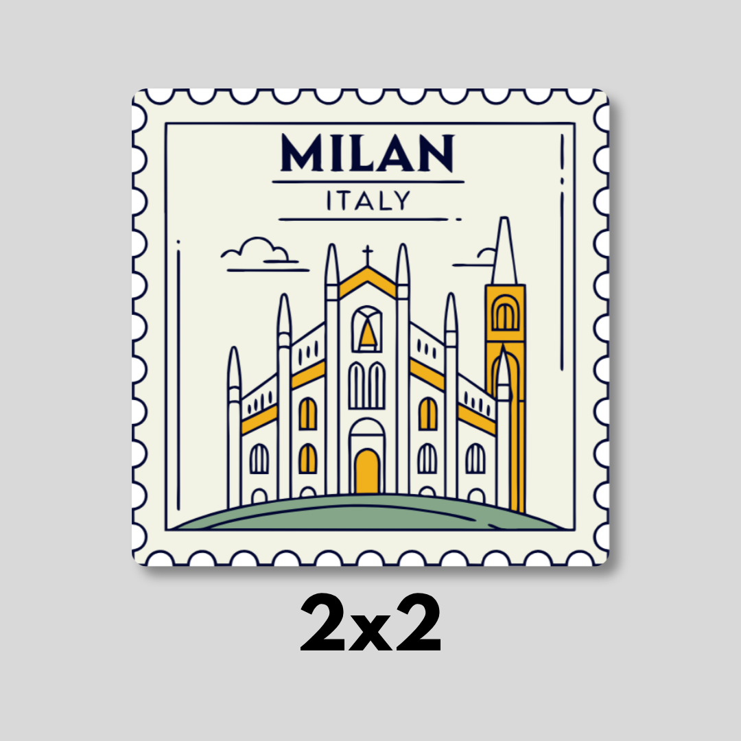 Milan, Italy Vintage Stamp Magnet 2x2