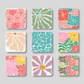 Retro Floral Magnet 9 Pack