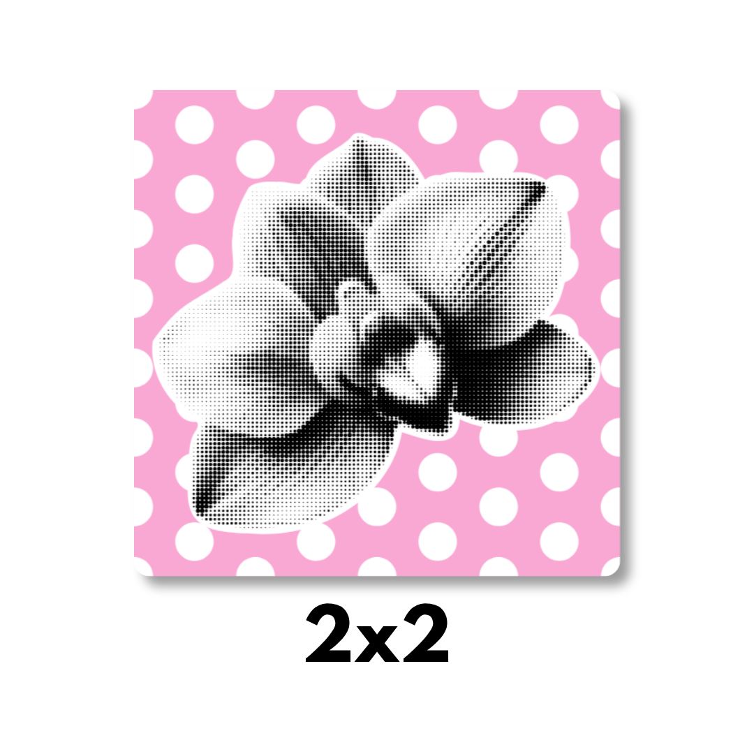 Flower Pointillism Polka Dot Magnet 2x2
